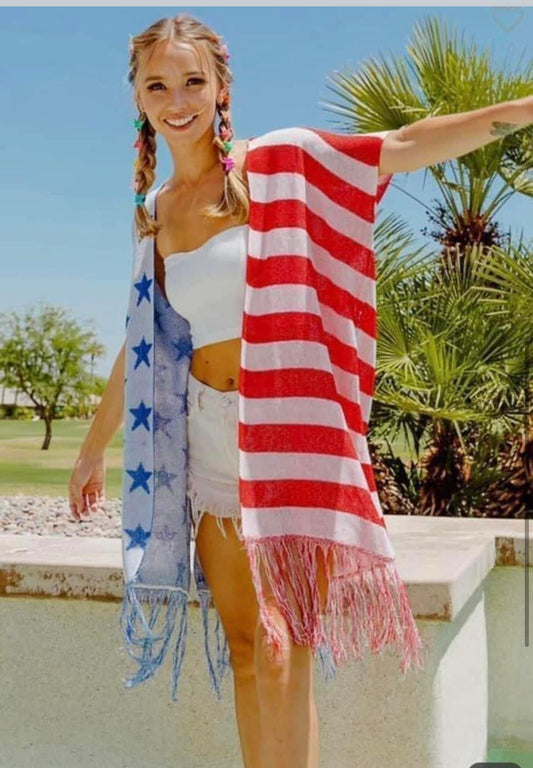 Sleeveless Red White and Blue Cardigans