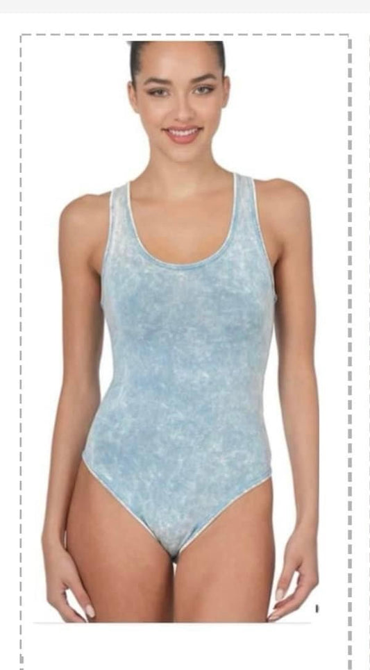 Blue Acid Washed Bodysuit