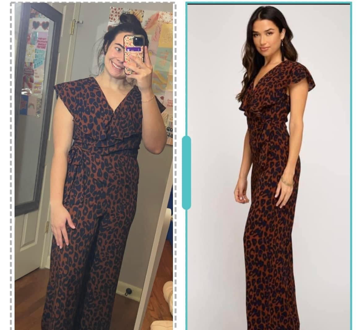 Brown and Navy Cheetah Jumpsuit