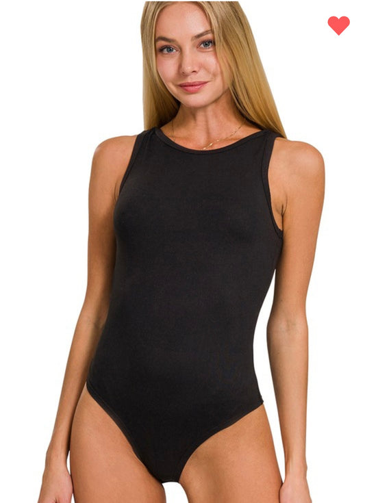 Black sleeveless bodysuit